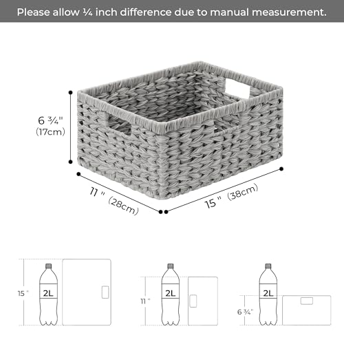GRANNY SAYS Wicker Storage Baskets for Shelves, Waterproof Wicker Baskets for Organizing, Woven Basket for Shelves, Decorative Basket for Living Room, Grey - color: Gray, size: 15"L x 11"W x 6¾"H