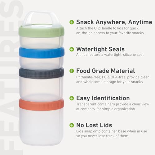 humangear Stax Modular Storage System - Food-Safe 4-Piece Stacking Container with Click-Handle - color: Spectrum, size: Large