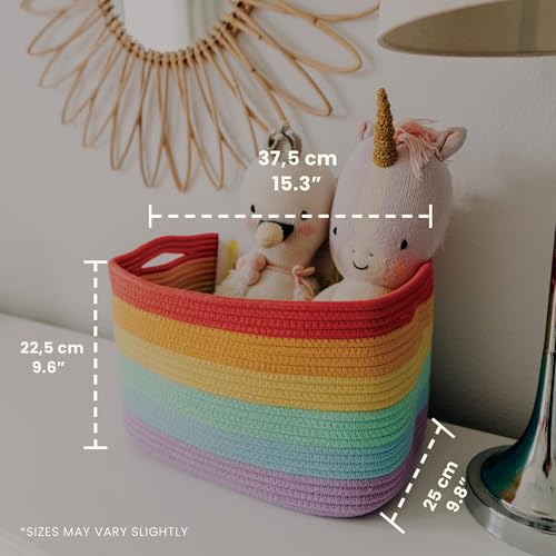 OrganiHaus Set of 3 Rainbow Baskets - Colorful Woven Storage Baskets for Playroom, Nursery & Classroom Decor, Toy Storage, 15x9x10 - color: Rainbow