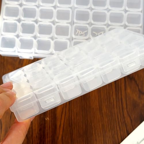 1set Detachable Compartment Jewelry Storage Box Jewelry Divided Into 28/56 Transparent Boxes Nail Art Storage Tools (28 grids,17.5 * 10 * 2.5cm) - color: 28 grids,17.5*10*2.5cm