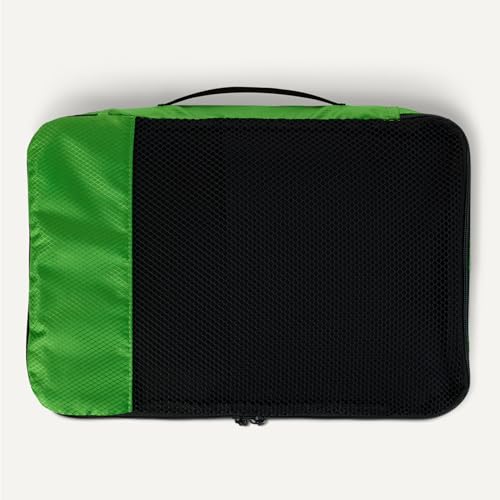 Amazon Essentials 4-Piece Packing Cubes Travel Accessories Set, Luggage Organizer, Suitcase Organizer with Double Zipper, Mesh Top, Space-Saving, Polyester, Green (Previously Amazon Basics) - color: Green, size: 4 x Medium