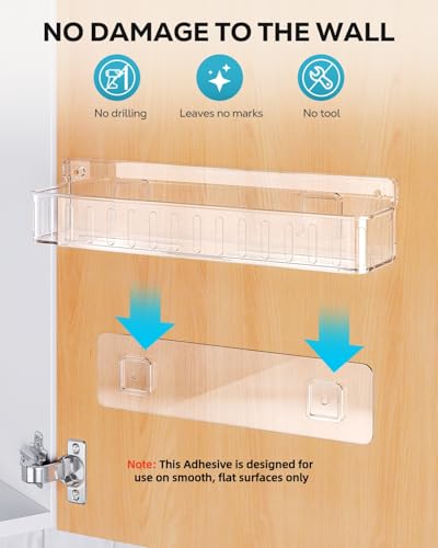 Nieifi Spice Rack Wall Mount, 4 Pack, Clear, Screw or Adhesive Installation, Spice Rack Organizer for Your Kitchen Cabinet or Pantry Door - color: Clear