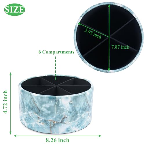 Remote Control Holder, 360°Spinning PU Leather Desk TV Remote Caddy,Desk Storage Box Room Accessories for Controller, Media,Mail,Calculator, Mobile Phone,Pencil(1-Big Marble Green) - color: 1-Big Marble Green