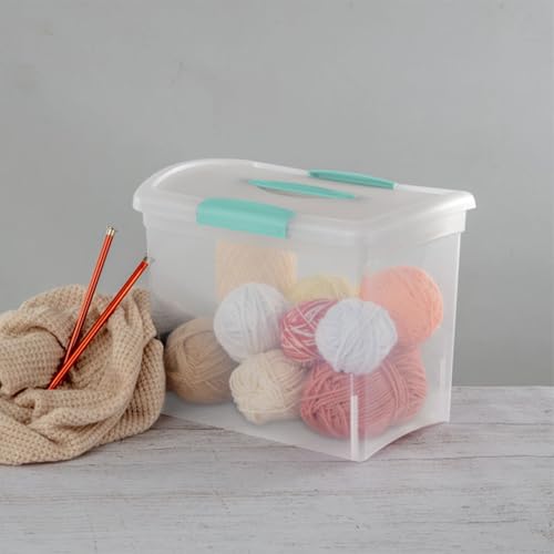 Sterilite Large Nesting ShowOffs, Stackable Small Storage Bin with Latching Lid and Handle, Plastic Container to Organize Office Files, Clear, 6-Pack - size: Large, style: 6 Pack
