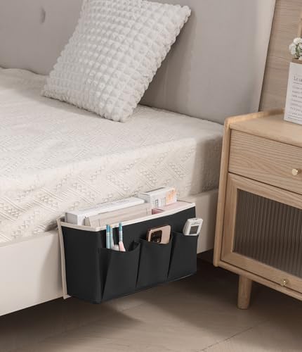 Bedside Caddy/Bedside Storage Organizer Hanging Bag with Three Options,Suitable for home beds, sofas, and dormitory beds—can hold magazines, books, phones, iPads, remote controls. (2-Pack Black) - color: 2-Pack Black