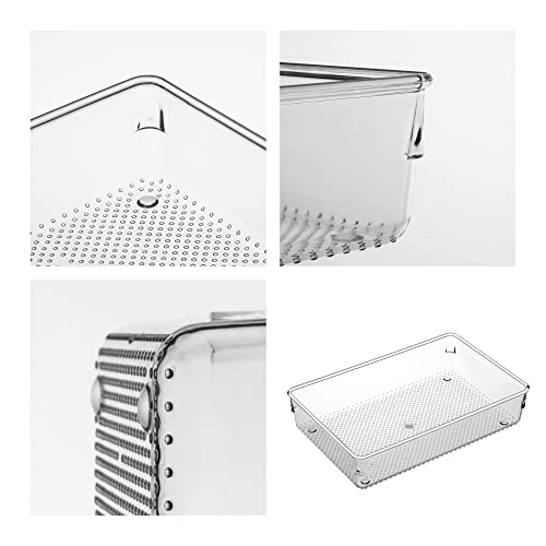 3 Pack Clear Plastic Drawer Organizer Tray Cutlery Utensil Makeups Drawer Silverware Organizers 12" X 6"&12＂X3＂(9Pack) - size: 9 Pack Mixed Sizes (12"x3", 12"x6") Clear Plastic
