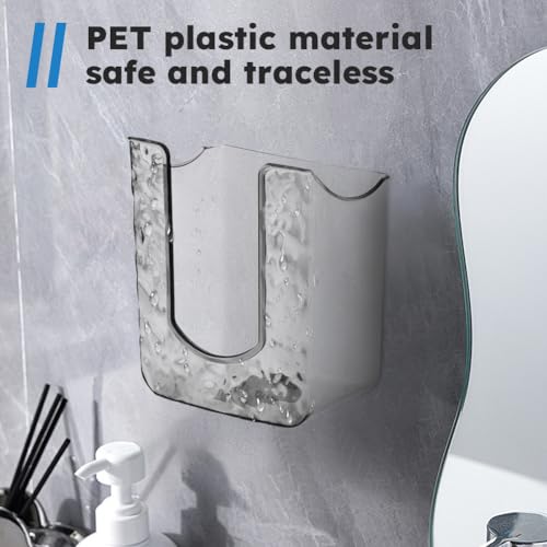 CALIDAKA 2Pcs Bathroom Wipes Holder, Kitchen Wipes Storage, Wall-Mounted Tissue Holder, Non-Slip Flushable Wipes Box, Wipe Container, Wipes Holder for Kitchen Bathroom (Clear+Clear Grey)
