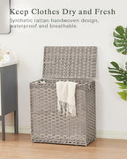 SETVSON Laundry Hamper with Lid Wicker Laundry Basket 112 L (29.6 Gal) Laundry Hampers Handwoven Rattan Clothes Hamper with Handles 3 Removable Liner Bag, 6 Mesh Bags for Bathroom Bedroom Gray - color: Grey, size: 29.6 Gal