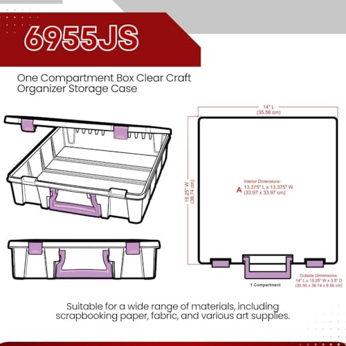 ArtBin 6955JS Super Satchel Compartment Box Clear Craft Organizer Storage Case - Purple, Pack of 1 - color: Purple, size: 1 Pack