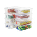 6 Quart Stackable Plastic Storage Shoebox, BPA-Free Nestable Container with Latching Lid to Organize Shoes, See-Through Box for Home and Office, Multi-Purpose Clear Bins (Transparent, 8 Pack)