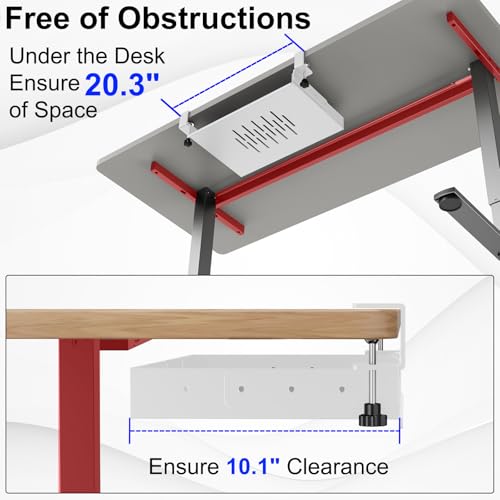 BYMECOST No Drill Under Desk Storage Shelf, Metal Under Desk Drawer Organizer with Clamp, Mount Under Desk Shelf Adds Tray, Desk Drawer for Office Desks, Table, Gaming Desk, Workstations (White) - color: White