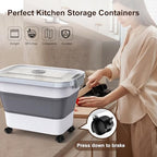 Rice Storage Container, Collapsible Airtight Food Storage Containers 20-30lbs with Clear Lid and Wheels, Rice Dispenser with Scoop for Flour Cereal Pasta Grain, Cat Pet Bird Dog Food Storage Container - size: 10-30 Lbs