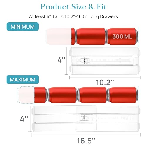 Vtopmart 12 Pack Drawer Dividers for Clothes, 4" High 10.2"-16.5" Adjustable Expandable Dresser Drawer Organizer, Clear Plastic Separators for Dresser, Baby Clothing, Underwear, Cosmetic, Toiletries - size: 4" H,10.2-16.5" L