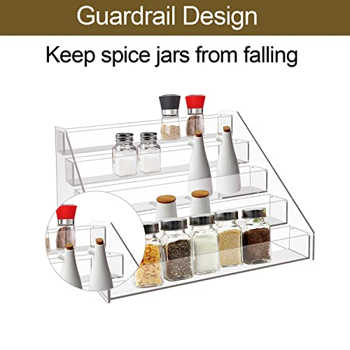 WUIVIUT Spice Rack Organizer For Cabinet, 1 4/5 in/Tier Acrylic Tiered Spice Shelf Can Storage Organizer for Kitchen Pantry Countertop - size: 5 Tier - inner width 2''