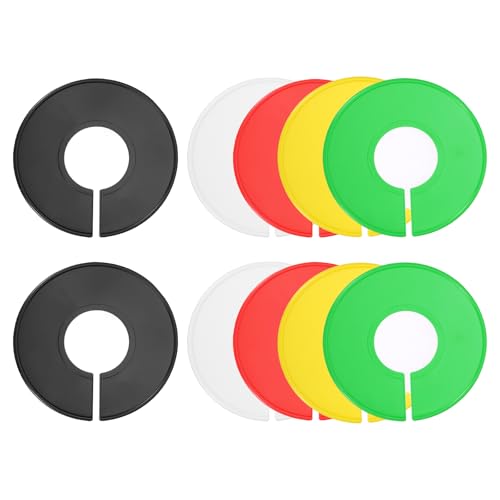 uxcell 10 Pcs Clothes Dividers,Round Closet Rack Dividers Clothing Rack Size Dividers Blank Labels Writable & Reusable for Hanging Clothes Sorting Size, Multicolor - color: White, Yellow, Red, Green, Black