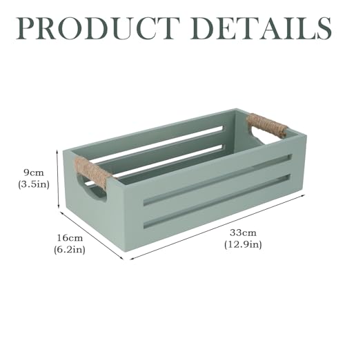 Toilet Paper Storage Box with Handles, Wooden Wicker Toilet Tank Basket, Bathroom Basket Organizer for Countertop, Decorative Wicker Bins for Bathroom or Guest Room-Green - color: Green