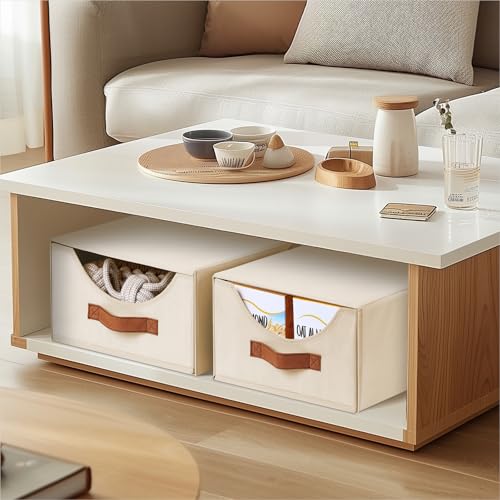 Homsorout Stackable Storage Drawers - Collapsible Storage Bins with Drawers, 6 Pack Closet Shelf Organizer Basket, Fabric Pull Out Organizer for Bedroom, Living Room, Dorm, Beige - color: Beige, size: 13 Inch. - 6 Pack