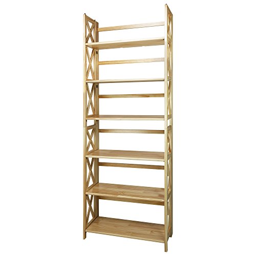 Casual Home Montego 3-Shelf Folding Bookcase, Natural , 27.5" Wide - color: Natural, size: 3-Shelf Stackable