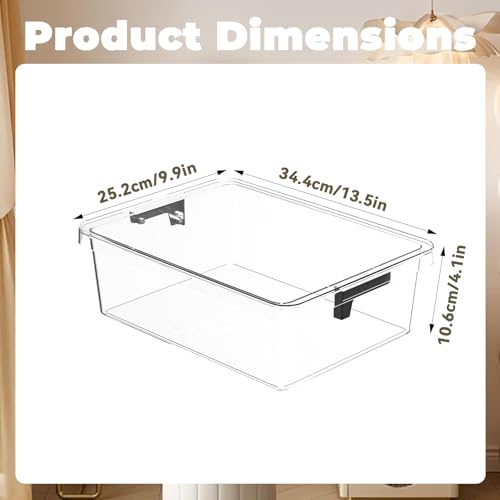 Bra Drawer Organizer for Women - 2 PCS Clear Plastic Storage Box with Lid and Dividers for Socks, Underwear, Bras, Ties, and Closet Organization - color: Clear