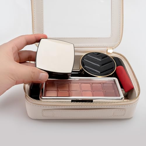 Aveniee Clear Makeup Bag Organizer, Travel Toiletry Bag Cosmetic Case for Women, Make Up Skincare Pouch Car Organizer Bag with Zippers for Essentials,White,Medium Classic - color: Off-White, style: Classic