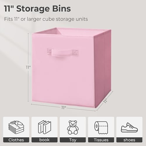 11x11 Storage Bins, Set of 3 Storage Cubes, Collapsible Cube Storage Box, Fabric Closet Organizers with Handles for Home, Office, Closet Shelf Cabinet, Bookcase, Multi-Color - color: Multi-Color, size: 3 Pack