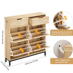 Jocoevol Rattan Shoe Cabinet for Entryway with 4 Flip Drawers and 2 Drawers, Narrow Freestanding Shoe Storage Cabinet with Metal Legs for Entryway/Hallway/Foyer (Natural) - color: Natural