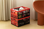 Eslite 34L Large Plastic Folding Storage Crates,Collapsible Crates for Storage,Pack of 3 (Black+Red) - color: Black+Red