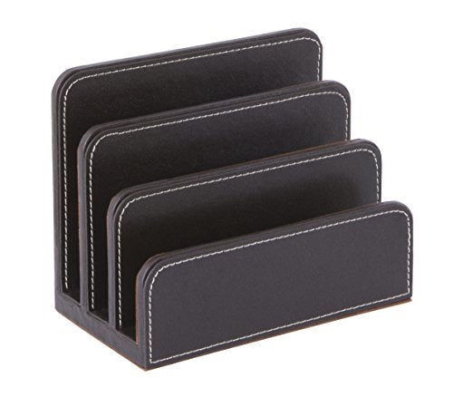 OSCO Brown Faux Leather Letter Holder - color: Brown