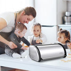 ENLOY Bread Box for Kitchen Counter, Stainless Steel Roll Top Bread Bin, Sliver Bread Storage Holder with Lid, Large Capacity Bread Keeper, 17 x 11 x 7 Inches - color: silver