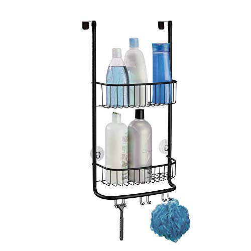 iDesign Over-the-Door Hanging Shower Caddy Organizer, The Forma Collection – 12” x 6.5” x 24”, Matte Black - color: Matte Black