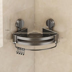VOLPONE 2 Pack Shower Caddy Suction Cup, Corner Shower Shelves No Drilling, Showers Organizer Storage with Towel Bar & Removable Hooks, Bathroom Shower Shelf Rack for Inside Showers, Triangle - style: Triangle 2 Tier