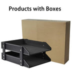Leather Desk Organizer,2-Tier Stackable Letter Tray Holder,Office Supplies Desktop Storage Box for Document,Stationery,Magazines,Newspapers,Letters and Other Home Office Paper Sundries,Black - color: Black