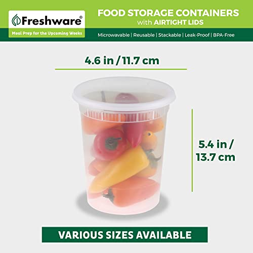 Freshware Food Storage Containers [24 Set] 32 oz Plastic Deli Containers with Lids, Slime, Soup, Meal Prep Containers, BPA Free, Stackable, Leakproof, Dishwasher and Freezer Safe, Translucent - size: 32 oz [24 Sets]