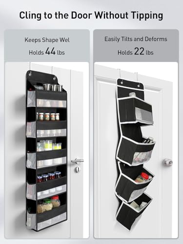 Yecaye 1 Pc Over the Door Organizer with 5 Bins 10 Side Pockets, 44lbs Load Hanging Bathroom and Bedroom Organizer, behind the Door Hanging Organizers for Nursery Newborn Baby Essential Stuff Black - color: Black, size: 5 Tier