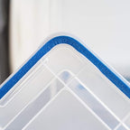 IRIS USA WeatherPro 60 Qt Storage Bins with Lids, 3 Pack, BPA-Free Plastic Gasket Box with Tight Latch and Seal, Stackable Nestable Tote Tub - Clear/Blue - size: 60 Qt. - 3 Pack