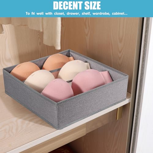 Bra Storage Drawers Organizer for Clothing Underwear Dresser Drawer Organizer Dividers Foldable Storage Cube Bins for Bra, Underwear,3 Pack （Grey） - color: Grey, size: 3 Pack ( 9 Cell)