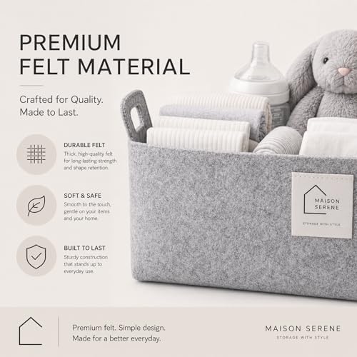 Felt Storage Bin - Foldable Fabric Storage Basket with Handles, Multi-Purpose Storage Organizer for Shelves, Closet, Toys, Clothes, Blankets, Bedroom, Living Room & Nursery, Charcoal, Medium - color: Charcoal, size: M