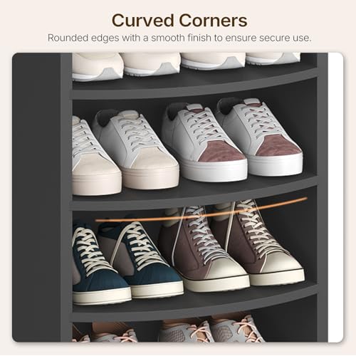 YATINEY 9-Tier Tall Shoe Rack, Wooden Shoe Storage Organizer, Narrow Shoe Cabinet with Removable Shelves for Small Spaces, Holds 18 Pairs of Shoes, for Entrance, Hallway, Black SS22BK - color: Black, size: 18.9"L x 13.4"W x 65.7"H