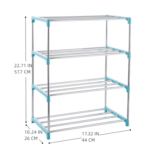 4-Tier Stackable Small Shoe Rack, Lightweight Shoe Shelf Storage Organizer for Entryway, Hallway and Closet (Blue) - color: Blue, size: 4-Tier