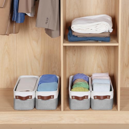 Kntiwiwo Small Fabric Storage Bins, 15x6x5 inch Narrow Storage Baskets 4-Pack Long Storage Basket for Organizing with Handles, Decorative Basket for Closets, Shelves, Toilet Paper, Grey - color: Grey, size: 15" x 6" x 5"