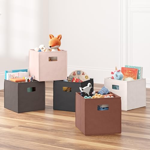 RiverRidge Kids 2pc Fabric Collapsible Storage Cube Organizers with Handles for Playroom Organization - Brown - color: 2 Brown Bins