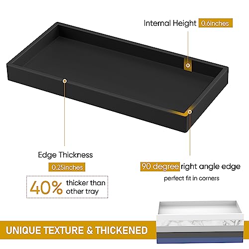 Bathroom Counter Tray,EG-SIPRO High-Grade Thickened Silicone Bathroom Vanity Tray,Shatterproof Durable Rectangle Bathroom Tray Soap Dispenser Tray for Bathroom Countertop - color: Black, size: 7.8" x 3.9" x 0.8" + 10.6" x 5.1" x 0.8"