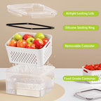 6 PCS Fruit Storage Containers for Fridge with 6 Removable Colanders, BPA Free Fruit Containers for Fridge, Dishwasher & Microwave Safe Produce Containers Keep Fruits, Vegetable, Berry Fresh Longer - color: 6PCS White