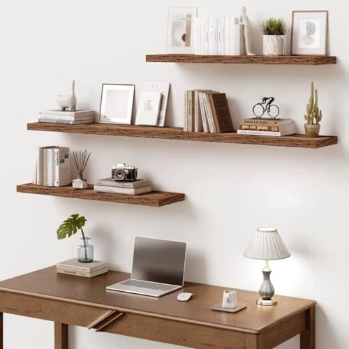 Vivelove 10 Inch Deep Floating Shelves 10 inch Long, 10 x 10 Wide Wall Shelves with Invisible Brackets, for Bedroom Bathroom Living Room Kitchen Office, Farmhouse Home Decor, Set of 2, Rustic Brown - color: Rustic Brown, size: 10.2”Wx10.2”Dx1.5”H