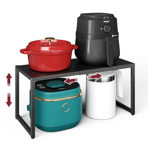 Expandable Kitchen Storage Shelves,110LBS Heavy Duty Metal Garage Shelving Units For Pot Pans Appliance,Adjustable Small Storage Shelf Rack Organizer For Kitchen Countertop Under Cabinet Garage Pantry - size: 1 Tier：10.2"D x 23.8"W x 11.4"H