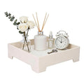 Square Vanity Tray with Cushion, 8" x 8" Desktop Organizer, Valet Tray for Jewelry, Perfume, Keys, Eyewear, Nightstand Catchall Tray for Dresser, Entryway, Living Room, Beige