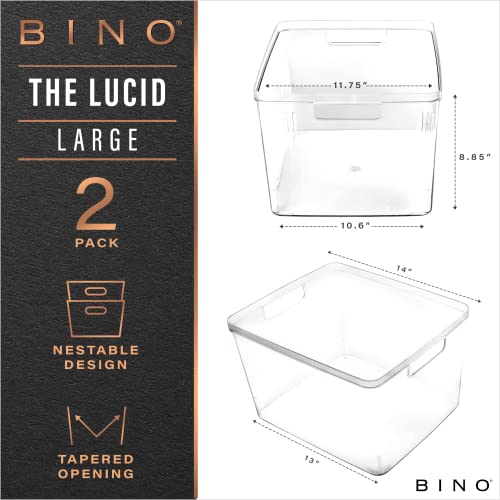 BINO | Plastic Bins, Large - 2 Pack | THE LUCID COLLECTION | Multi-Use| Built-In Handles | BPA-Free | Clear Storage Containers | Fridge Organizer | Pantry & Home Organization - size: 2PK - LARGE