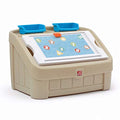 Step2 2-in-1 Toy Box & Art Lid, Kids Toy Storage Bin & Organizer, Easel & Chest in One, Made of Durable Plastic, For Toddlers 2+ Years Old, Tan - color: Tan