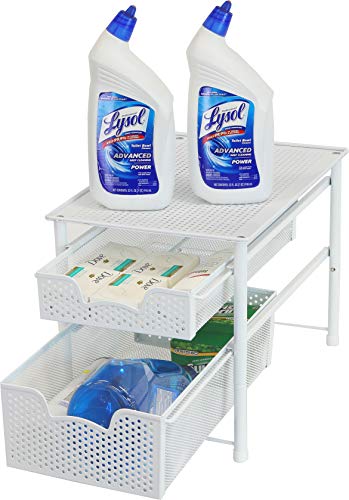 Simple Houseware Stackable 2 Tier Sliding Basket Organizer Drawer, White - color: White, size: 2-Tier