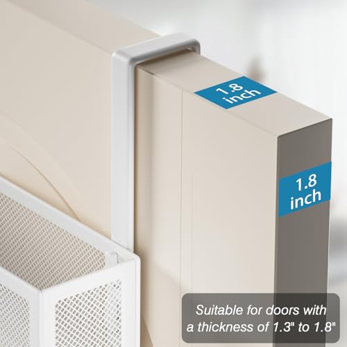 Over The Door Hooks Organizer, Over Door Storage with 12 Coat Hooks and 2 Mesh Basket, Bathroom Door Organizer Towel Rack Back of Door Hanger Organizer for Bedroom, Kitchen(White) - color: White, size: 2 Baskets